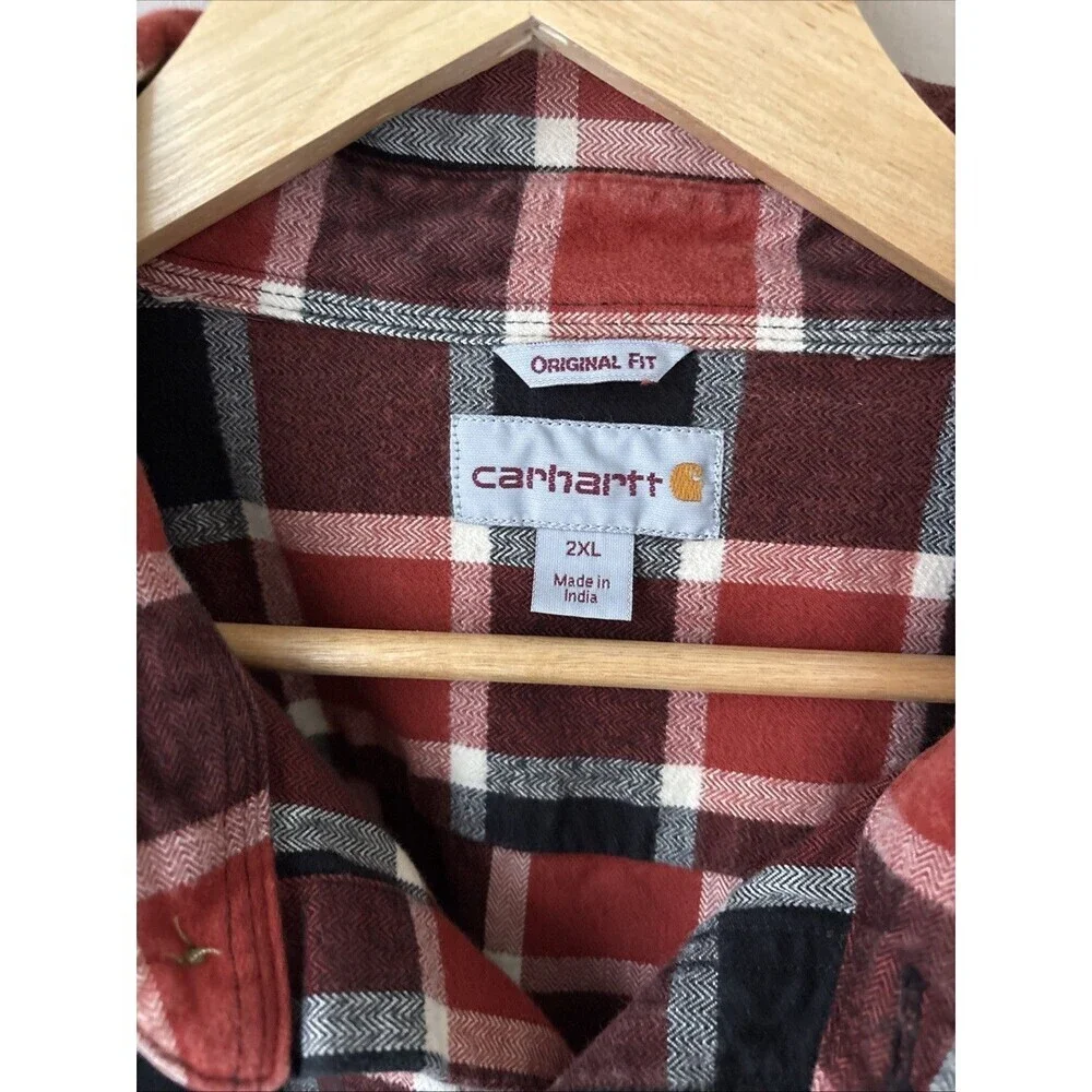 Carhartt Men’s 2XL Hubbard Flannel Shirt Original Fit Plaid Heavyweight